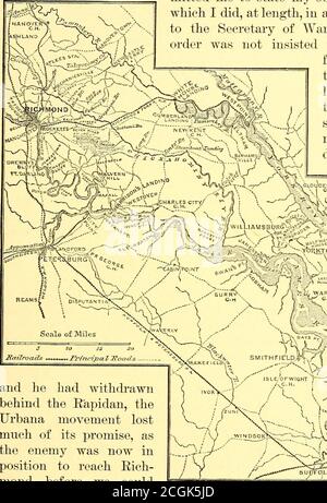 . Schlachten und Führer des Bürgerkriegs : wobei zum größten Teil Beiträge von Union und konföderierten Offiziere, basierend auf "die Jahrhundert-Krieg-Serie." . und refjular Kavallerie (Philip St. George Corps, Heintzehnan - Divisions: Porter, Hooker, Cooke) und Ingenieur Truppen wurden an und Hamilton; Fourth Corps, Keyes - Divisions: Headquarters.-Editors, DIE HALBINSEL KAMPAGNE. 167 Diese Schlussfolgerung war nach vollständiger Erörterung erreicht worden. Am 27. Januar war der Präsident General war Order No. 1, Regie eine allgemeine Bewegung der Land-und Seestreitkräfte gegen den Feind auf t ausgestellt Stockfoto