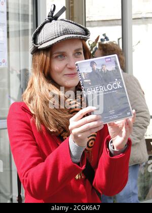 Save Undershaw Protest, der versucht hat, die ehemalige Heimat von Sir Arthur Conan Doyle, dem Autor der Sherlock Holmes Geschichten und vieles mehr auf Trafalgar Square, London, Großbritannien, zu retten Stockfoto