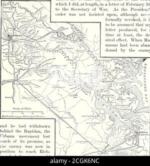 . Schlachten und Führer des Bürgerkriegs : wobei zum größten Teil Beiträge von Union und konföderierten Offiziere . und regelmäßige Kavallerie (Philip St. George Corps, Heintzelman - Divisions: Porter, Hooker, Cooke) und Ingenieur Truppen wurden an und Hamilton ; Fourth Corps, Keyes - Divisions : Headquarters. - Editors. DIE HALBINSELKAMPAGNE. 167 Diese Schlussfolgerung war nach vollständiger Erörterung erreicht worden. Am 27. Januar wurde der Präsident General war Order No. 1, Regie eine allgemeine Bewegung der Land-und Seestreitkräfte gegen den Feind am 22. Februar ausgestellt. Am 31. Januar Stockfoto
