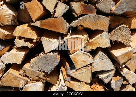 Nahaufnahme eines Holzstapels Stockfoto