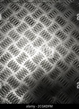 Industrieboden aus Metall, Silber und Aluminium, Fabrik Textur Stockfoto