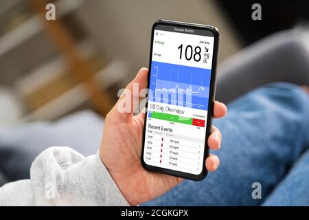 Continuous Glucose Monitor Blutzucker Test App Stockfoto