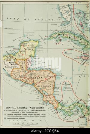 . Die katholische Enzyklopädie (Band 4); eine internationale Arbeit der Referenz auf die Verfassung, Lehre, Disziplin und Geschichte der katholischen Kirche. Offizielle Sprache vonKuba, obwohl es durch bestimmte leichte lokale Besonderheiten der Aussprache gekennzeichnet ist. Religion. - 1518 gründete Leo X. die Diokesevon ganz Kuba, die auch die spanischen Possen von Louisiana und Florida einschloss. Der See wurde in Baracoa in Santiago de Cuba eingerichtet, und im Jahr 1522, als Bulle von Adrian ^T, wurde er in die Stadt Santiago de Cuba verlegt, wo er bis heute geblieben ist. Vor den neunzehn Jahren Stockfoto