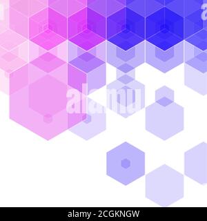 Farbiger abstrakter Sechseck-Hintergrund. Blaue und rosa geometrische Formen. eps10 Stock Vektor