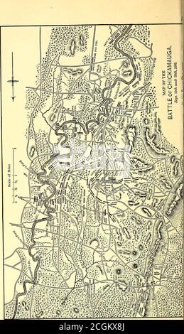 . Mit Säbel und Skalpell: Die Autobiographie eines Soldaten und Chirurgen. Dazu.in der Nähe unseres Postens gab es zwei kleine Bauernhäuser, die etwa halfa Meile auseinander lagen. In einer Doppelkabine aus behauenen Holzstämmen wurden drei Damen untergebracht – eine verwitwete Mutter, eine verheiratete und eine unverheiratete Tochter. Der Ehemann der Tochter war awayin unserer Armee, und diese Frauen hatten ohne Hilfe asmall Feld von mehreren Acres in Mais kultiviert. Da es alles war, was sie zu leben hatten, nahmen wir das, was wir brauchten, von einem anderen Bauernhof ownedby ein fähiger Mann, der zu Hause zu bleiben geschafft hatte.innerhalb von zwei Wochen hatte die Schlacht von Chickamauga, in Teil OV gekämpft Stockfoto