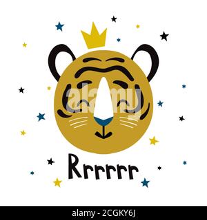 Niedliches Tigergesicht. Cartoon Vektorgrafik Stock Vektor
