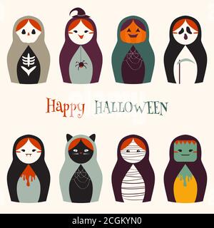 Vektor-Illustration - halloween Kostüm russische Puppen Stock Vektor