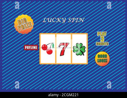 Bildschirm eines Spielautomaten. Jackpot-Maschine vorne. Vektorgrafik. Stock Vektor