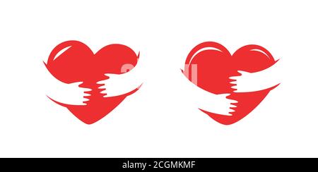 Hände halten Herz-Symbol. Liebe, Gesundheit, Wohltätigkeitslogo Stock Vektor