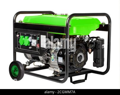 Elektrische grüne Wechselstromgenerator-Lichtmaschine, isoliert auf weiß. Stockfoto