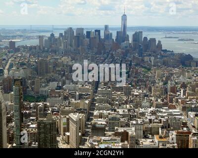 Der Blick vom Empire State Building, Blick auf One World Trade Center, New York City, USA Stockfoto