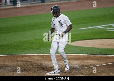 Chicago, Usa. September 2020. Chicago White Sox Shortstop Tim Anderson (7) punktet gegen die Detroit Tigers im sechsten Inning bei Guaranteed Rate Feld am Freitag, 11. September 2020 in Chicago. Foto von Kamil Krzaczynski/UPI Credit: UPI/Alamy Live News Stockfoto