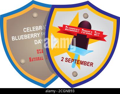 Heraldic Label bis heute für september-Veranstaltung National Blueberry Popsicle Tag Stock Vektor