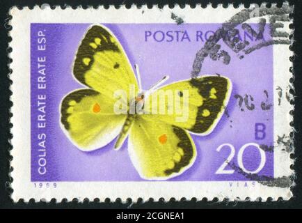 RUMÄNIEN - UM 1969: Briefmarke gedruckt von Rumänien, zeigt Schmetterling, um 1969. Stockfoto