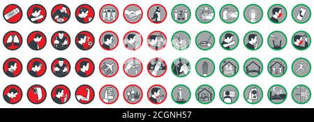 Coronavirus Krankheit COVID-19 Symptome und grundlegende Schutzmaßnahmen COVID-19 Stock Vektor