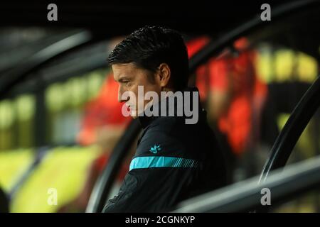 WATFORD, ENGLAND. 11. SEPTEMBER Watford Manager Vladimir Ivic während des Sky Bet Championship Matches zwischen Watford und Middlesbrough in Vicarage Road, Watford. (Kredit: Leila Coker, MI News) Kredit: MI Nachrichten & Sport /Alamy Live Nachrichten Stockfoto