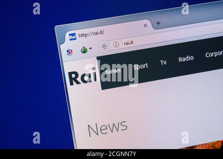 Rjasan, Russland - 24. Juli 2018: Homepage der Rai-Website auf dem Display von PC. Url: Rai.it Stockfoto