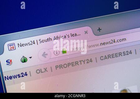 Rjasan, Russland - 24. Juli 2018: Homepage der News24-Website auf dem Display von PC. URL: News24.com Stockfoto