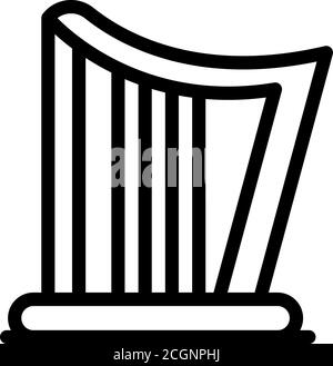 Akustische Harfe Symbol, Umriss Stil Stock Vektor