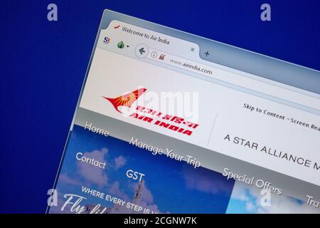 Rjasan, Russland - 11. Juli 2018: AirIndia.com Website auf dem Display von PC Stockfoto