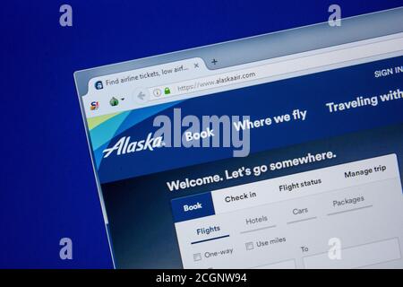 Rjasan, Russland - 11. Juli 2018: alaskaair.com Website auf dem Display von PC Stockfoto