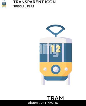 Tram-Vektor-Symbol. Flache Illustration. Vektor EPS 10. Stock Vektor