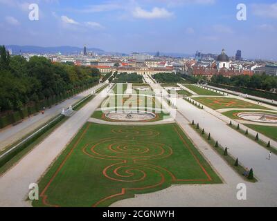 Belvederegarten, aus dem Oberen Belvedere, Wien, Österreich Stockfoto