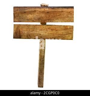 Holzschild blank Zeichen isoliert auf weiß Stockfoto