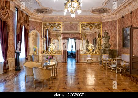 Herbst Palace Museum Interieur in Lodz, Polen, spiegelt Zimmer im Neo-Rokoko-Stil in 19. Jahrhundert Residenz. Stockfoto