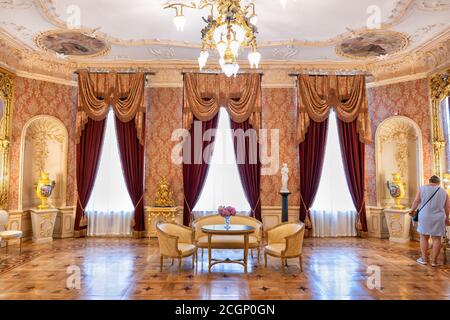 Herbst Palace Museum Interieur in Lodz, Polen, spiegelt Zimmer im Neo-Rokoko-Stil in 19. Jahrhundert Residenz. Stockfoto