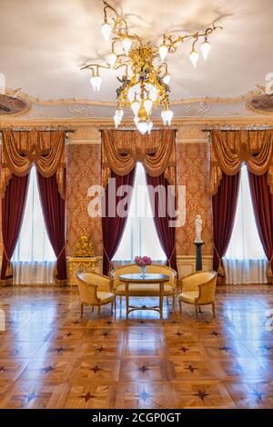 Herbst Palace Museum Interieur in Lodz, Polen, spiegelt Zimmer im Neo-Rokoko-Stil in 19. Jahrhundert Residenz. Stockfoto