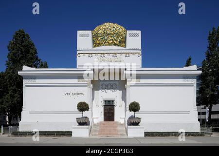 Ausstellungshaus der Wiener Secession, Wiener Jugendstil, erbaut 1897/98 von Joseph Maria Olbrich, Museum für Zeitgenössische Kunst, Friedrichstr. 12 Stockfoto