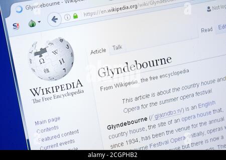 Rjasan, Russland - 28. August 2018: Wikipedia-Seite über Glyndebourne auf dem Display des PC Stockfoto