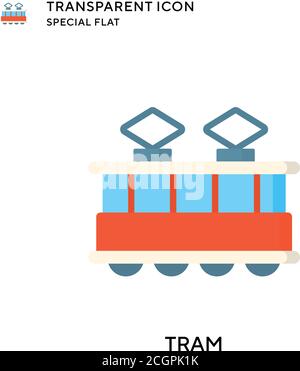Tram-Vektor-Symbol. Flache Illustration. Vektor EPS 10. Stock Vektor