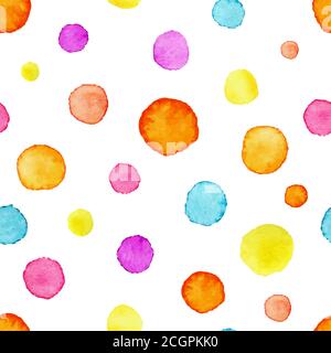 Aquarell Kreise Muster. Handgezeichneter farbenfroher Aquarell-Hintergrund mit Kreisen. Vektorgrafik Stock Vektor