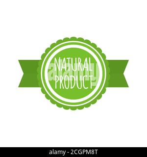 Naturprodukt-Abzeichen. Rundes Bio-Food-Logo. Vegane Speisekarte. Vektorgrafik Stock Vektor