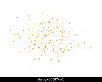 Goldene Sterne Komposition auf weißem Hintergrund. Glitter elegante Designelemente. Goldene Sternschnuppen. Magische Dekoration. Weihnachtliche Textur. Vektor Stock Vektor