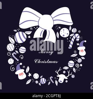 Weihnachtskollektion mit saisonalen Elementen, Weihnachtsmann Stock Vektor