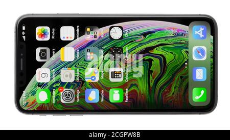 iphone xs max isoliert auf weißem Hintergrund digitalen Bildschirm Schnittstelle Stockfoto