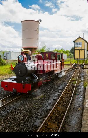 Schmalspurbahn Lokomotive. Wroxham Norfolk Broads England Großbritannien Stockfoto