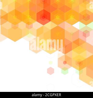 Hex-Textur.Orange Hexagon-Muster, abstrakte Chemie und Biotech-Technologie Wissenschaft Vektor sechseckige moderne Papier geschnitten Geometrie Hintergrund. eps 10 Stock Vektor