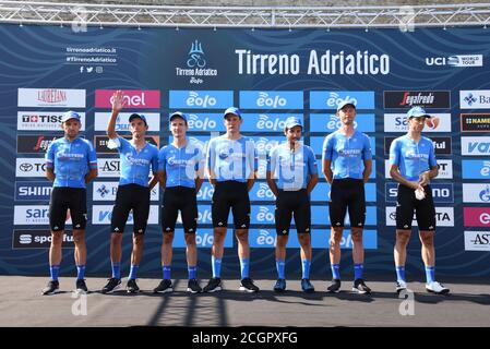 Senigallia, Italien. 12. Sep, 2020. senigallia, Italien, 12 Sep 2020, GAZPROM - RUSVELO während 6^ Tappa Castelfidardo - Senigallia - Radfahren Tirreno Adriatico - Credit: LM/Roberto Bartomeoli Credit: Roberto Bartomeoli/LPS/ZUMA Wire/Alamy Live News Stockfoto