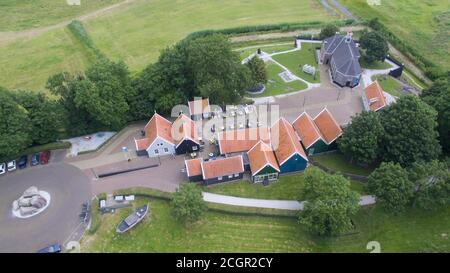 Luftaufnahme auf der ehemaligen Insel Schokland. Schokland war das erste UNESCO-Weltkulturerbe in den Niederlanden. Stockfoto