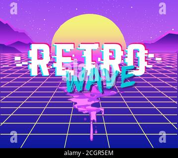 80s Retro Wave Space, Vintage Stil Poster für Retro Party Banner, Einladung, Flyer, Werbung. Vektor-Illustration von Retro-Disco und Tanz. Stock Vektor