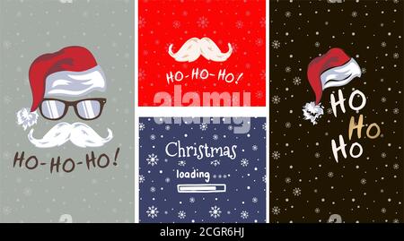 Sprechblase, Schneeflocken, Weihnachtsmann Schnurrbart und handgeschriebener Text Ho-ho-ho, rot, weiß. Weihnachts- und Neujahrskarte, T-Shirt-Komposition, handgefertigt Stock Vektor