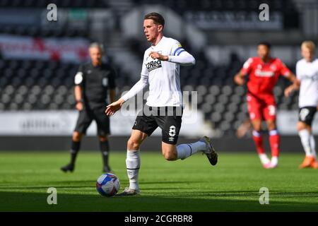 DERBY, ENGLAND. SEPTEMBER 2020. Max Bird of Derby County während des Sky Bet Championship Matches zwischen Derby County und Reading im Pride Park, Derby. (Kredit: Jon Hobley - MI News) Kredit: MI Nachrichten & Sport /Alamy Live Nachrichten Stockfoto