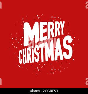 Fröhliche Weihnachtsschrift auf rotem Hintergrund. Kann für Winterurlaub Designs, Drucke, Karten verwendet werden. Vektorgrafik. Stock Vektor