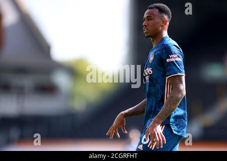 Craven Cottage, London, Großbritannien. September 2020. English Premier League Football, Fulham versus Arsenal; Gabriel of Arsenal Kredit: Action Plus Sports/Alamy Live News Stockfoto