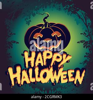 Dekorieren Sie Ihre halloween-Party, halloween Nacht Hintergrund mit Kürbis. Idee für Flyer und Banner, kreatives Illustrationsdesign Stock Vektor