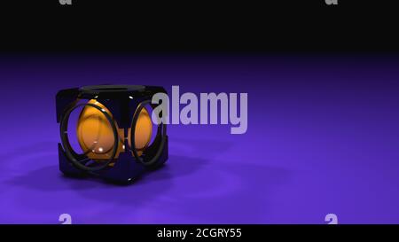 Futuristischer Portalwürfel. Neue Technologien. Blauer Hintergrund. 3D-Rendering Stockfoto